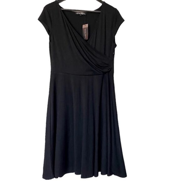 OXIULY FASHION Black Dress - Wrapped Top Size Large - Picture 1 of 5